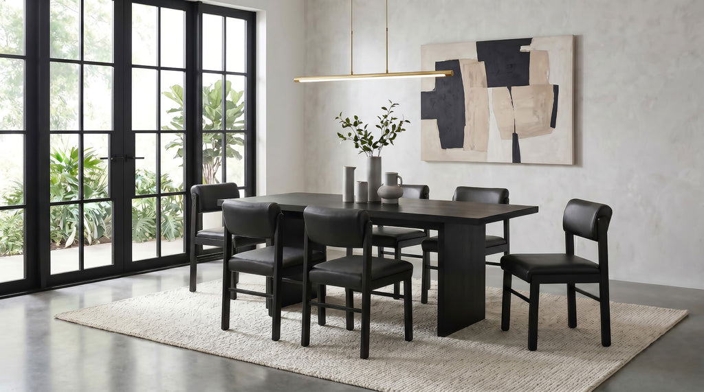 Decker 7-piece 82-inch Rectangular Dining Set Black