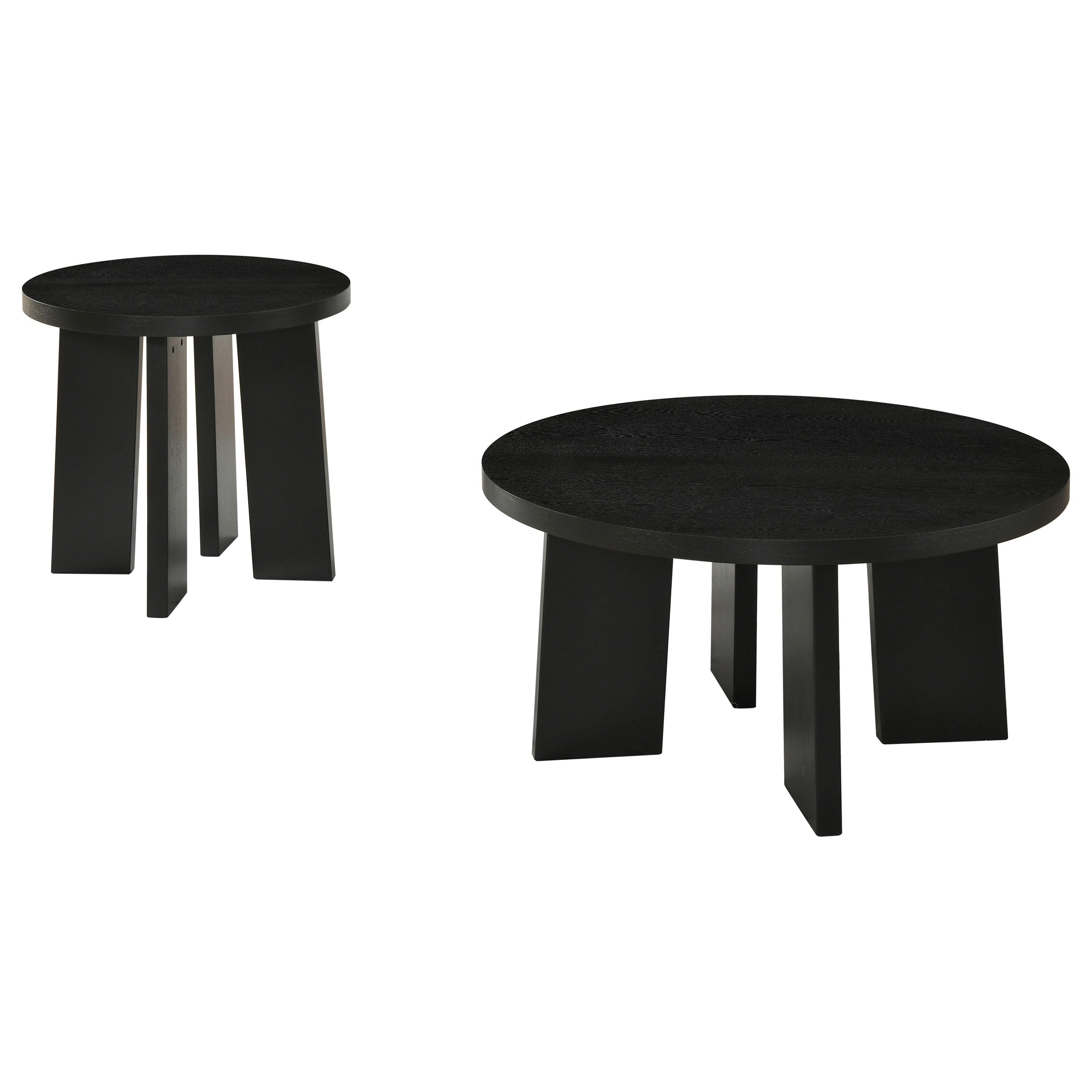 Strouse 47-inch Round Wood End Table & Coffee Table Set Black