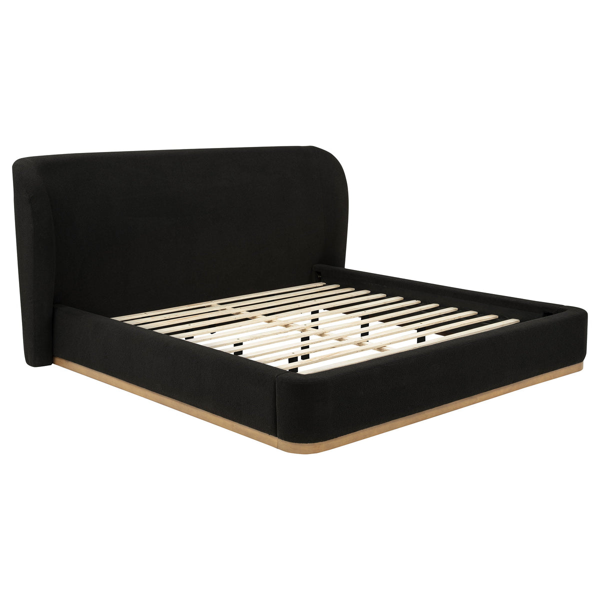 Blaire Upholstered Wingback Platform Bed Black — Black King