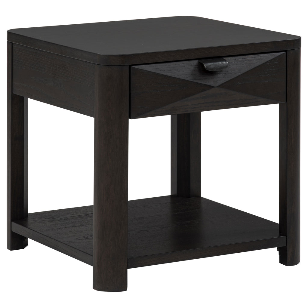 Marcelo Wood End Table with Drawer and Shelf Coffee