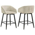 Rainer Fabric Upholstered Swivel Counter Height Chair Cream (Set of 2)