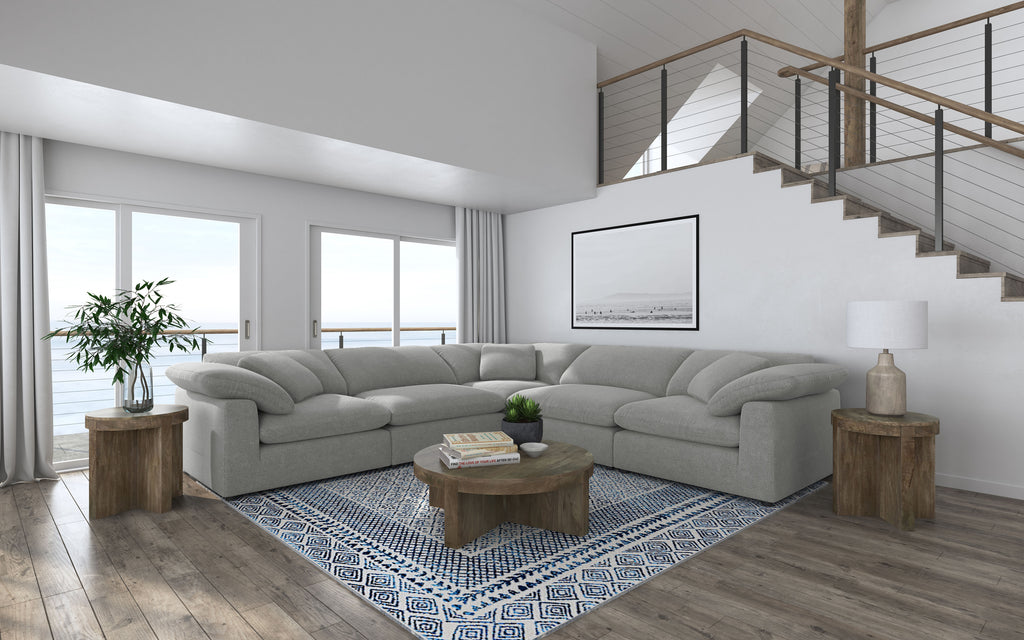 Raleigh 5-piece Boucle Upholstered Modular Sectional Grey