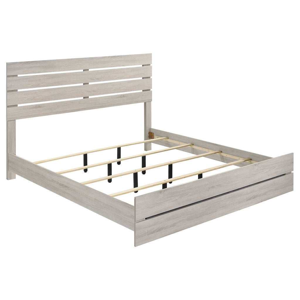 Brantford Wood Panel Bed Coastal White — Ivory King