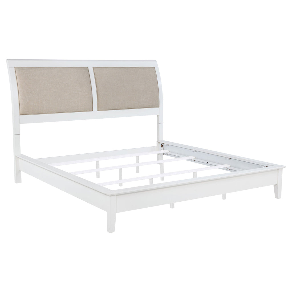 Bexhill 56-inch Upholstered Panel Bed White — White King