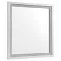 Viana Square Beveled Dresser Mirror with Faceted Trim White High Gloss