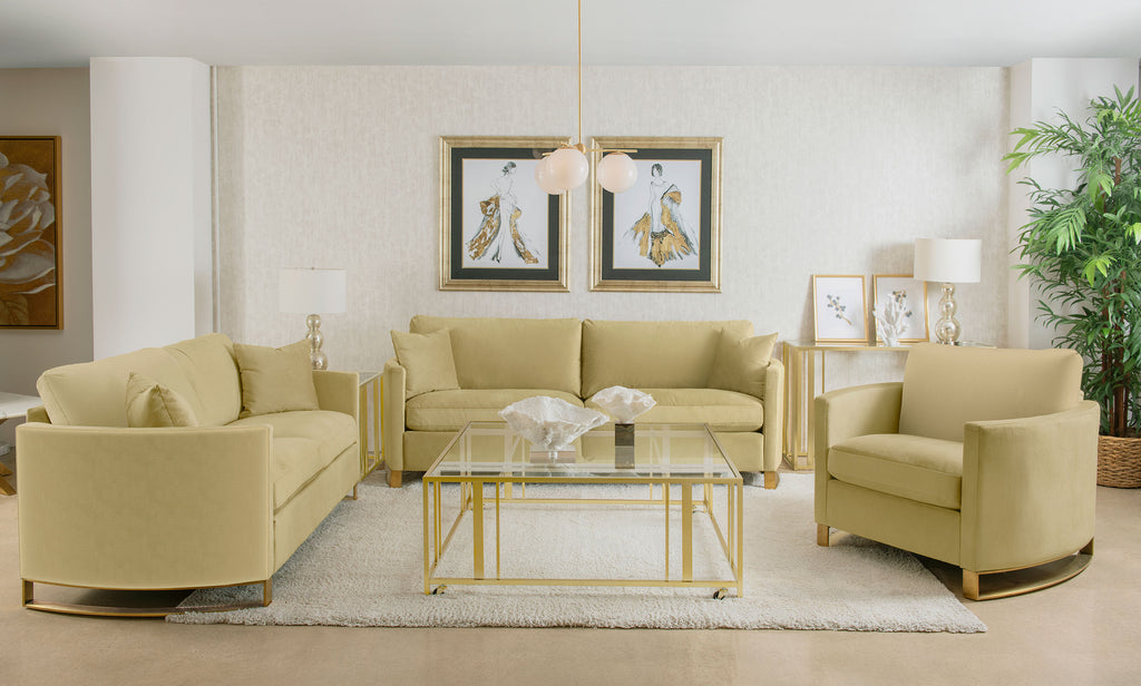 Corliss 3-piece Velvet Upholstered Sofa Set Camel