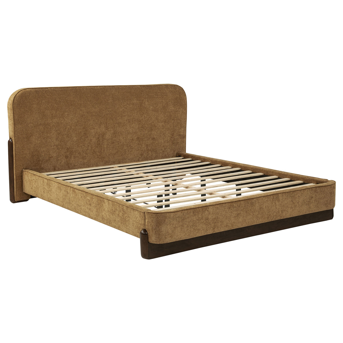 Baldacci Upholstered California King Platform Bed Curry and Walnut