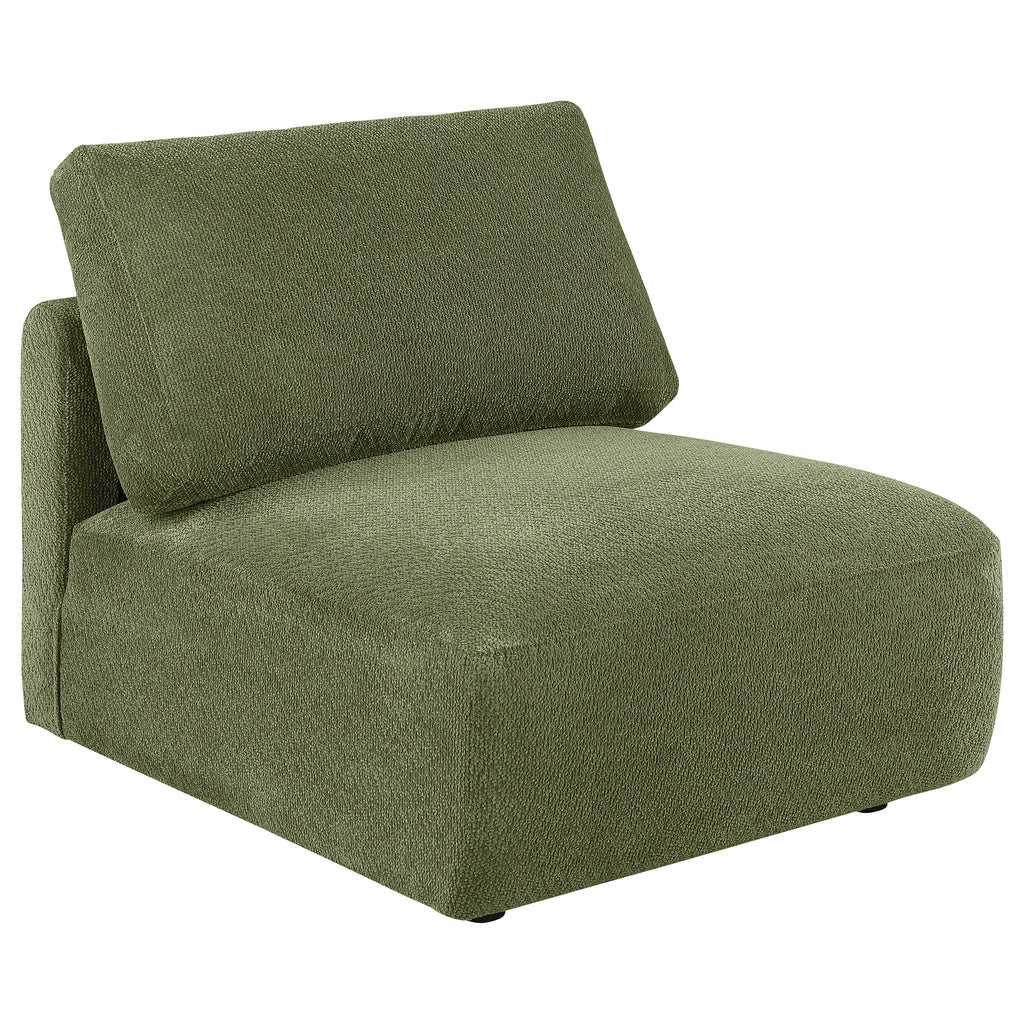 Elysia Fabric Upholstered Modular Armless Chair Green
