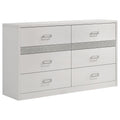 Viana 6-Drawer Bedroom Dresser with Chrome Pulls White High Gloss