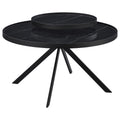 Briggs Round Marble Printed Glass Top Coffee Table Black