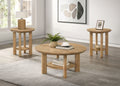 Ottowa 3-piece Round Wood Coffee Table Set Light Oak