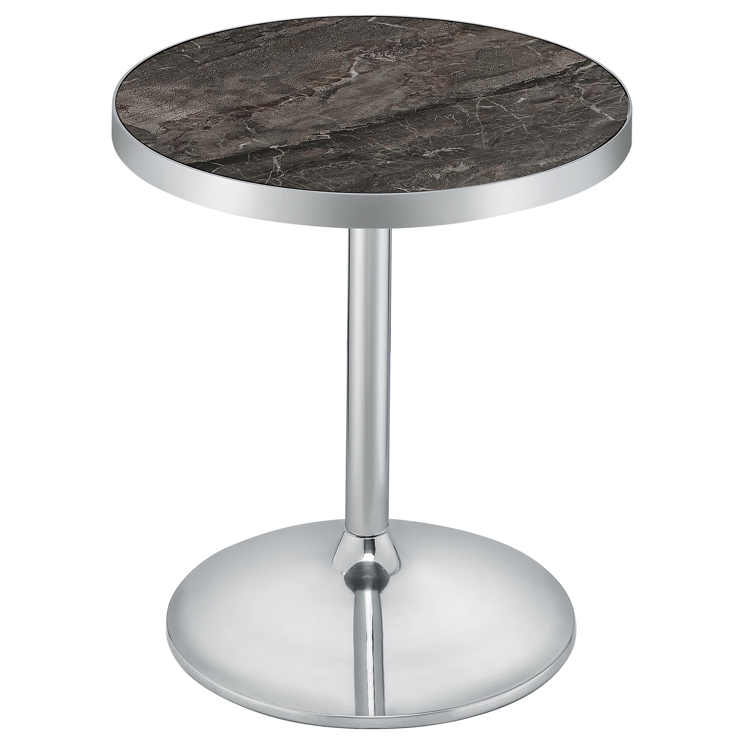 Cazen Round Faux Marble Top Pedestal Side Table Grey