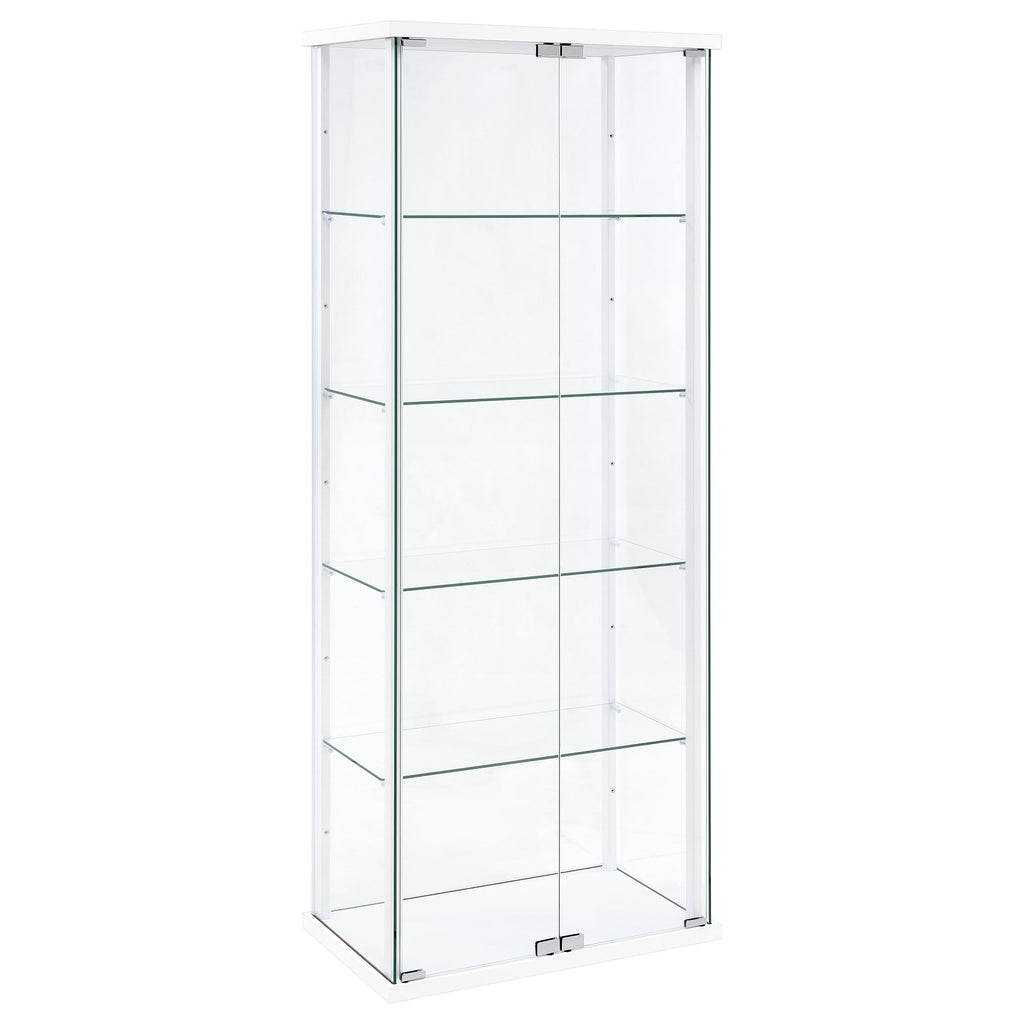 Delphinium 4-Shelf Clear Glass Curio Display Cabinet White