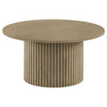 Hamlyn Round Fluted Occasional Cocktail Coffee Table Natural Oak