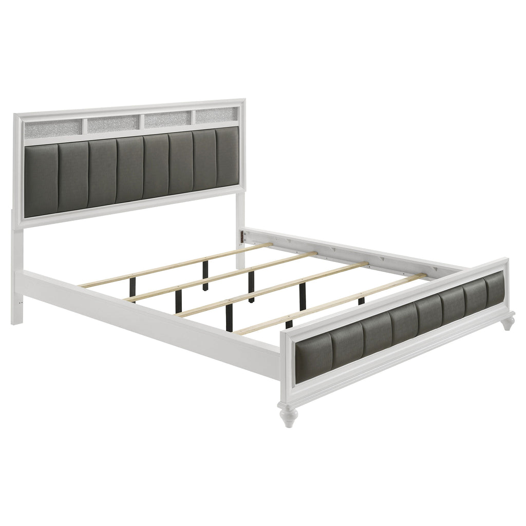 Barzini Wood Panel Bed White — White California King