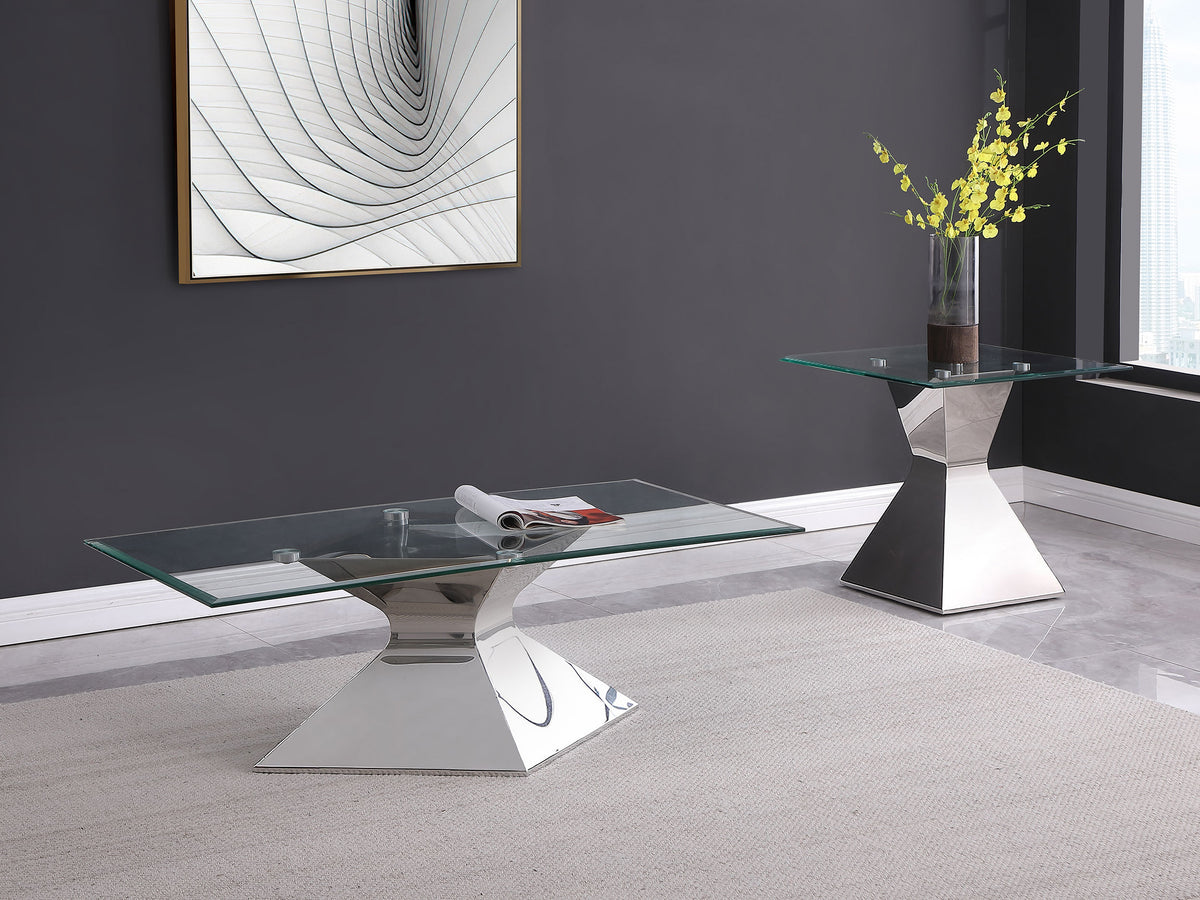 Jenny 2-piece Rectangular Coffee and End Table Set Chrome