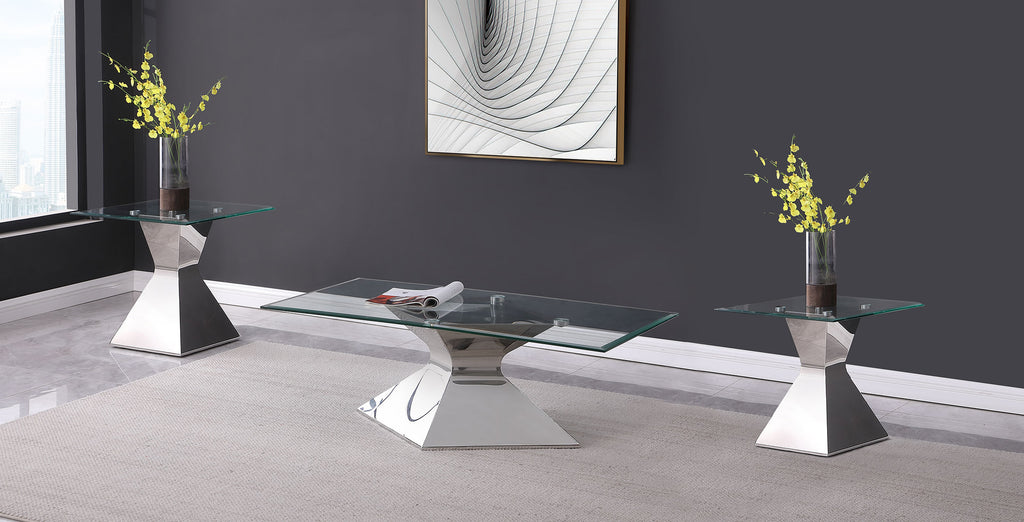 Jenny 3-piece Rectangular Coffee and End Table Set Chrome