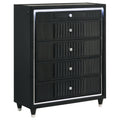 Ravenne 5-drawer Velvet Upholstered LED Chest of Drawers Black