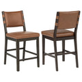 Tegan Faux Leather Upholstered Counter Height Chair Cognac (Set of 2)