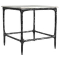 Ebby Square Genuine Marble Top Metal End Table White