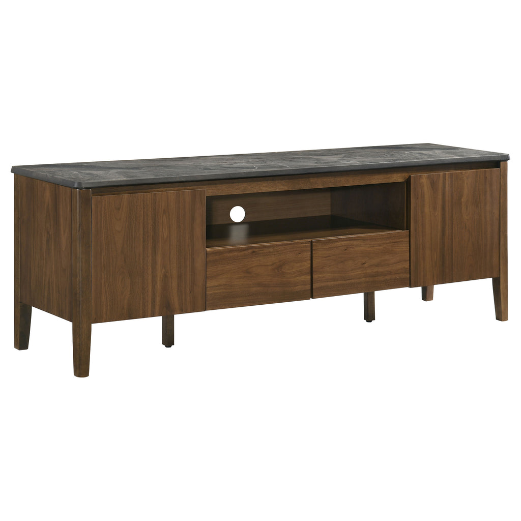 Bradley 63-inch 2-Door SmartTop TV Stand Smokey Grey and Brown