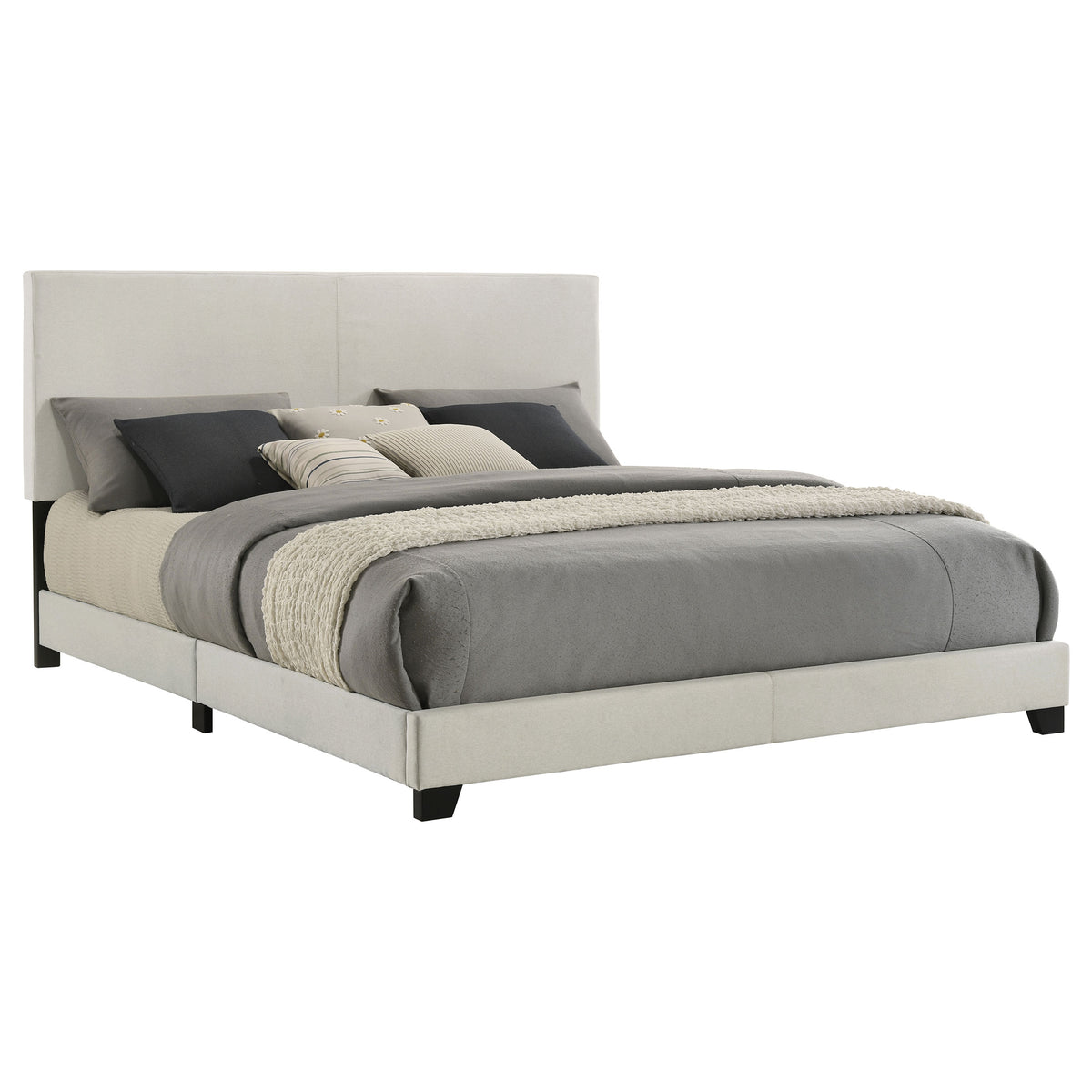Dorian Fabric Upholstered Eastern King Panel Bed Cream