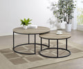 Lainey 2-piece Round Nesting Coffee Table Distressed Pine