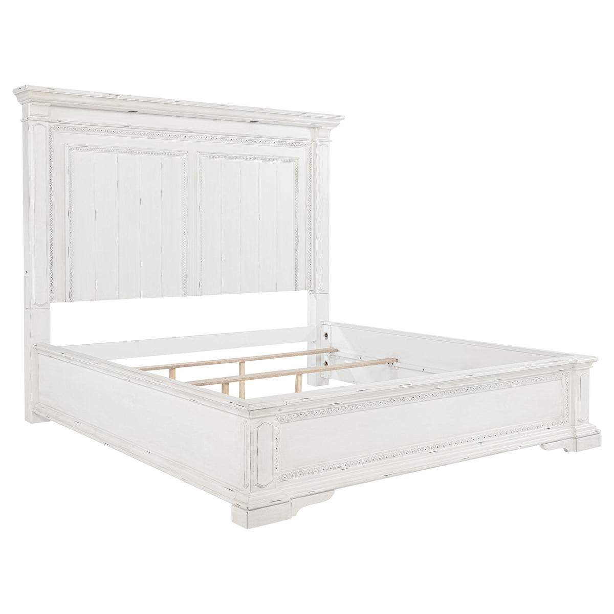 McKinney LED Light Panel Bed Vintage White — White King