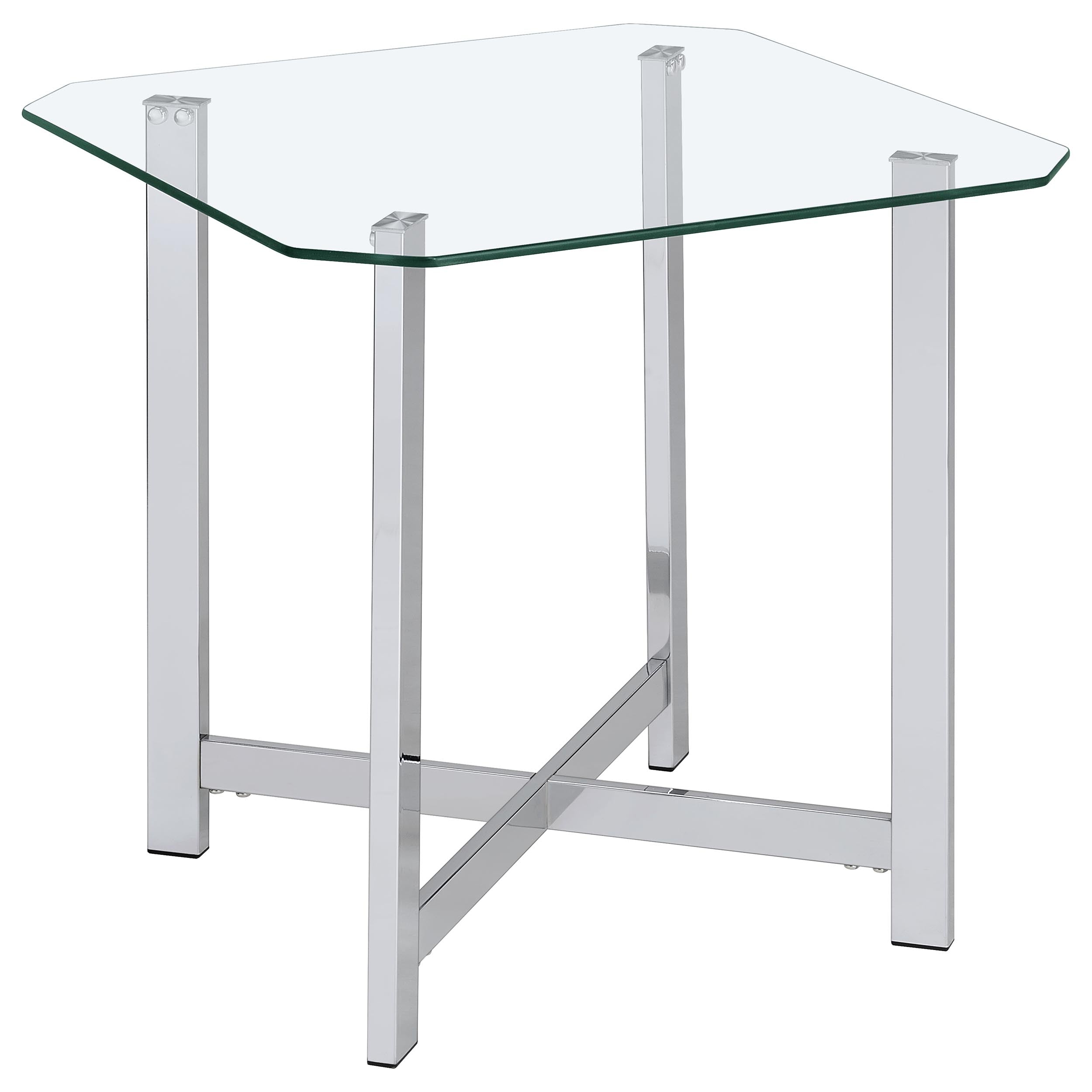 Cronin Square Tempered Glass Top Side End Table Chrome