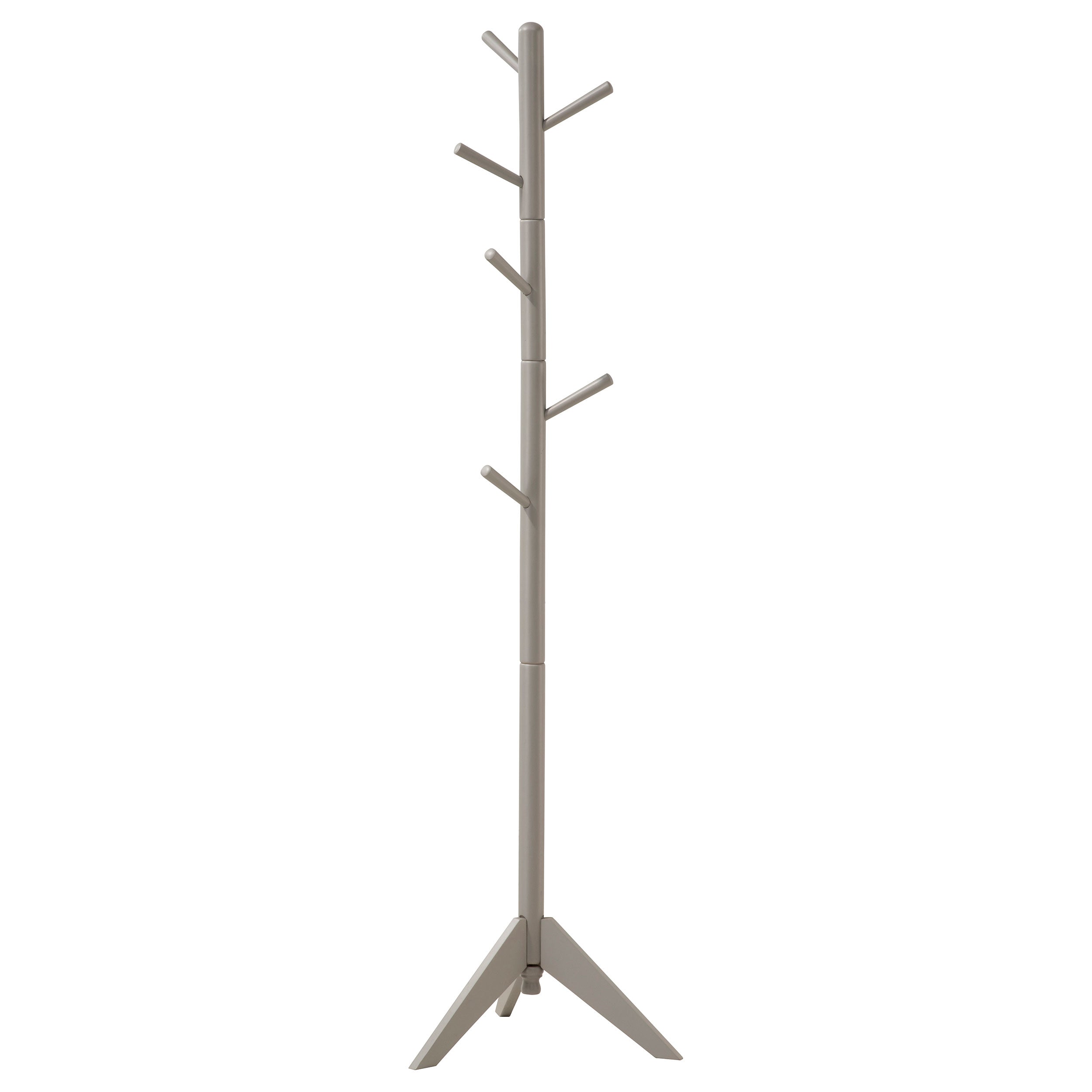 Devlin 6 Hook Freestanding Wood Coat Rack Hat Hanger Grey