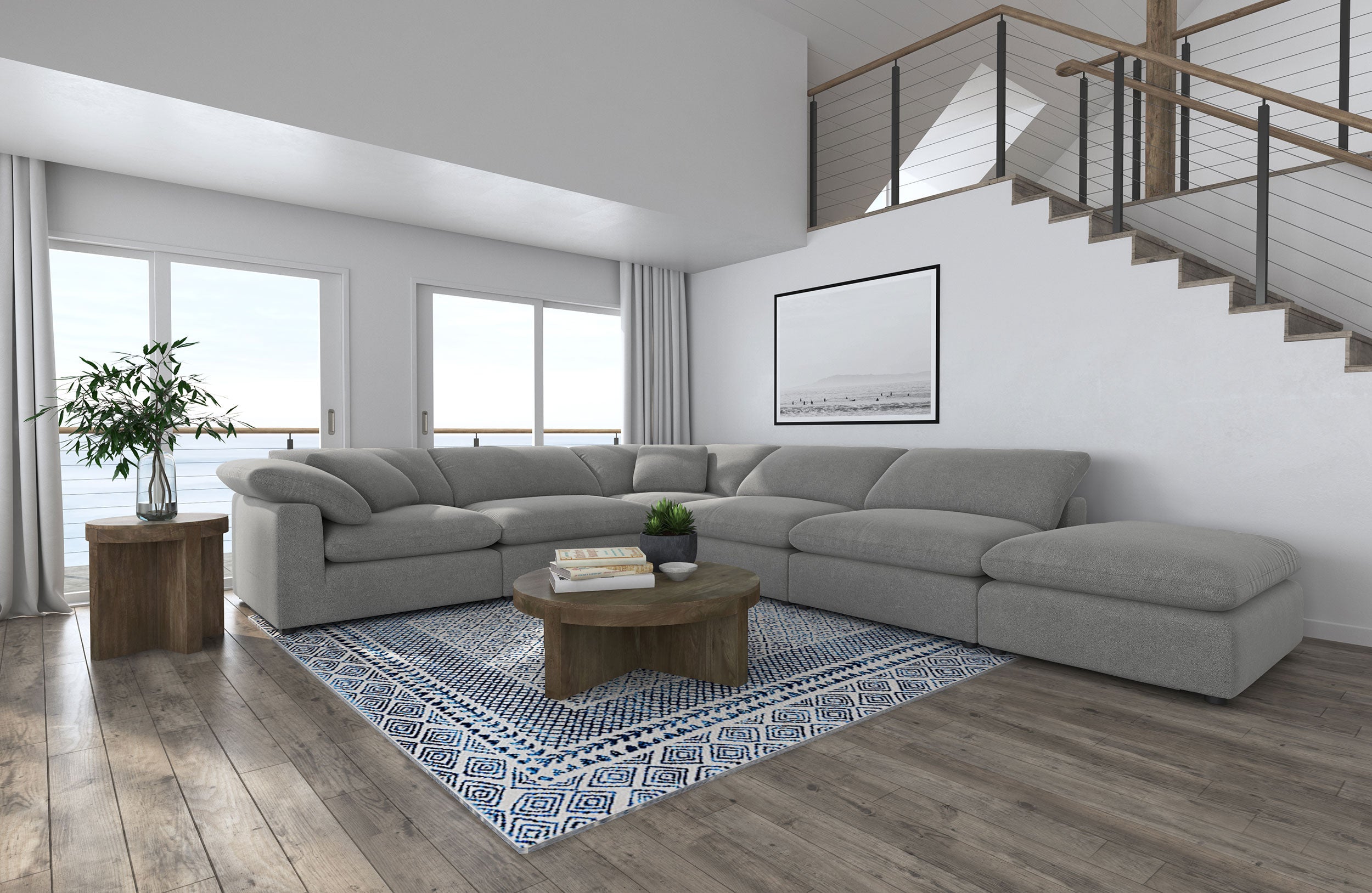 Raleigh 6-piece Boucle Upholstered Modular Sectional Grey