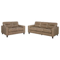 Scotland 2-piece Faux Leather Upholstered Sofa Set Brown