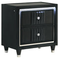 Ravenne 2-drawer Velvet Upholstered LED Nightstand with USB Black