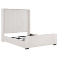 Natasha 65-inch Upholstered Wingback Bed Cream — White Queen