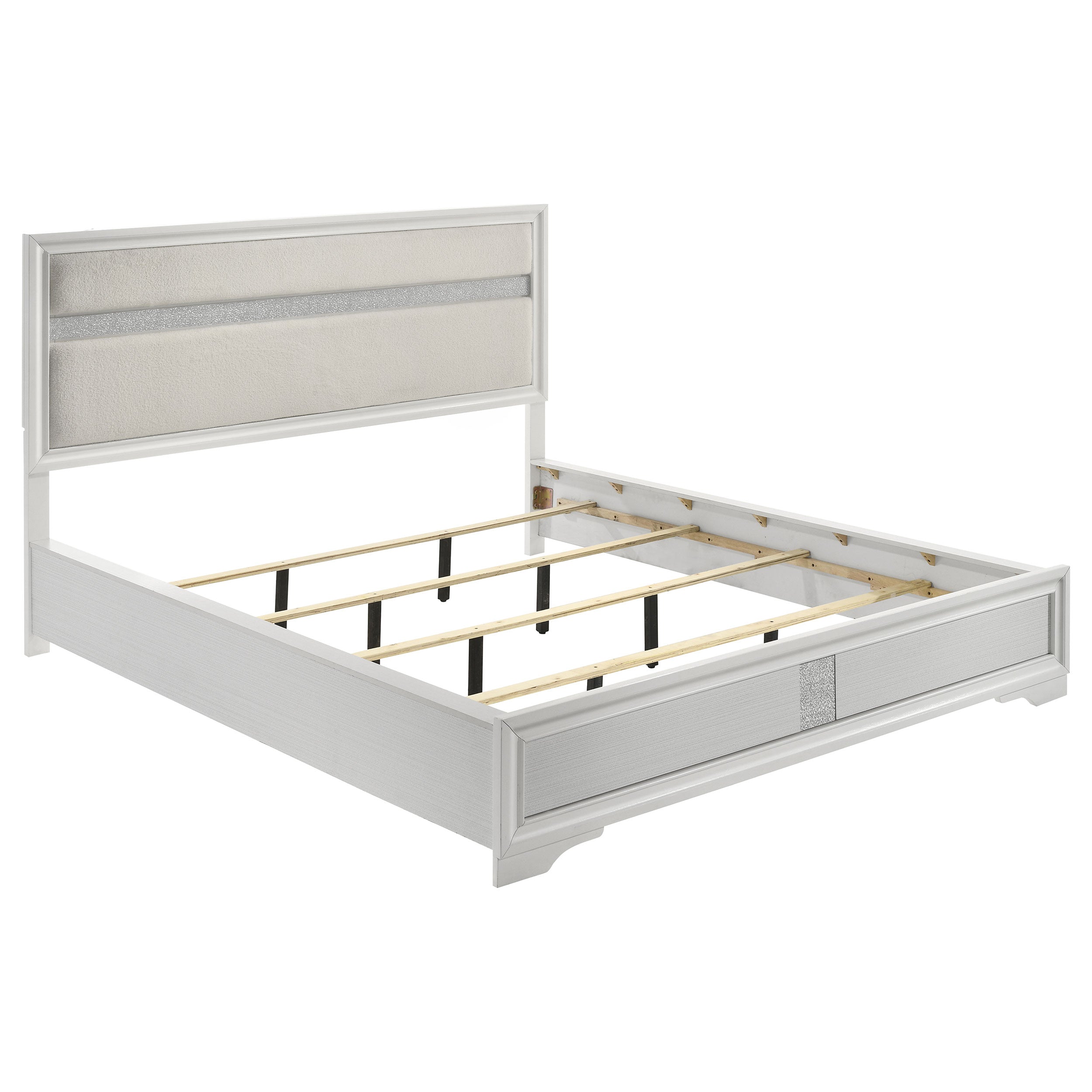Miranda 54-inch Upholstered California King Panel Bed White