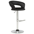 Travia Adjustable Leatherette Swivel Bar Stool Black and Chrome