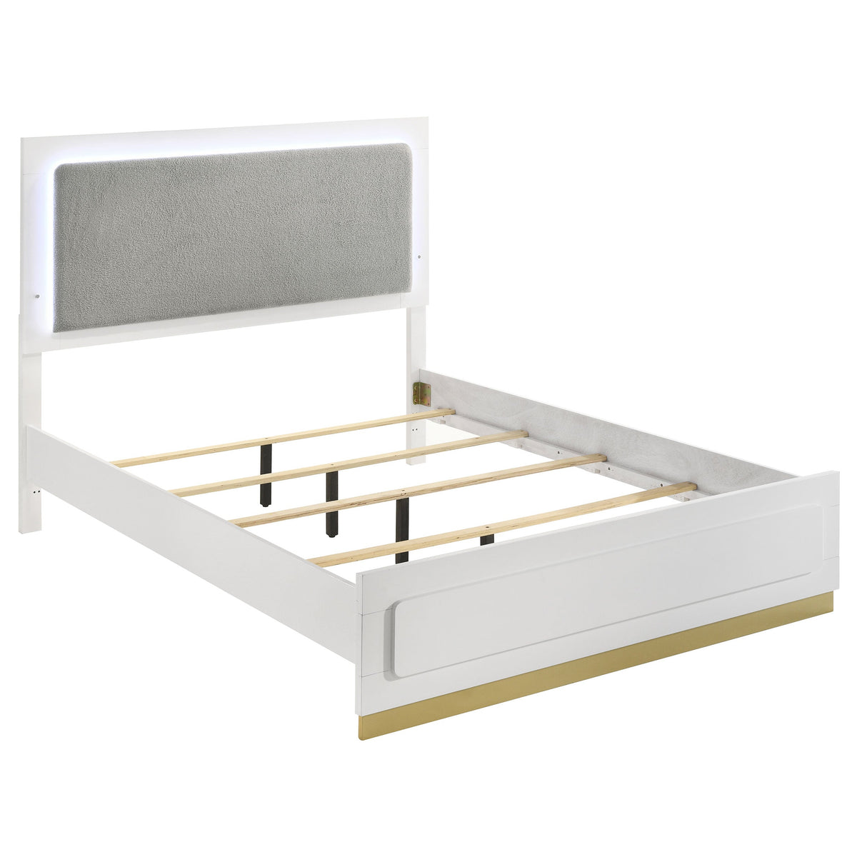 Caraway Wood LED Panel Bed White — White King