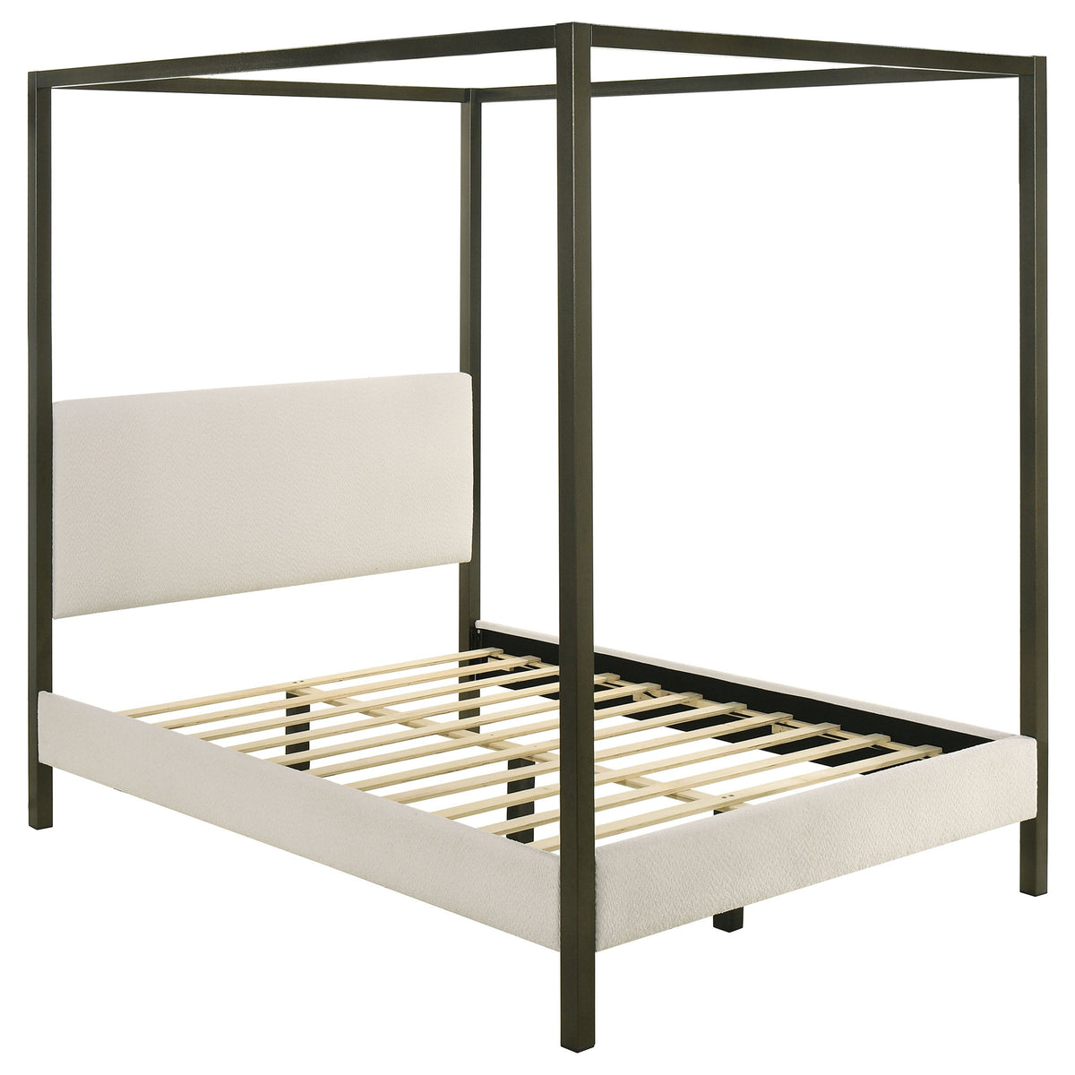 Monroe Upholstered Canopy Bed Vanilla — Ivory Queen
