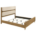 Bennett 78-inch California King Upholstered Panel Bed Cream and Light Oak