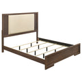 Etienne Eastern King Velvet Upholstered Panel Bed Walnut