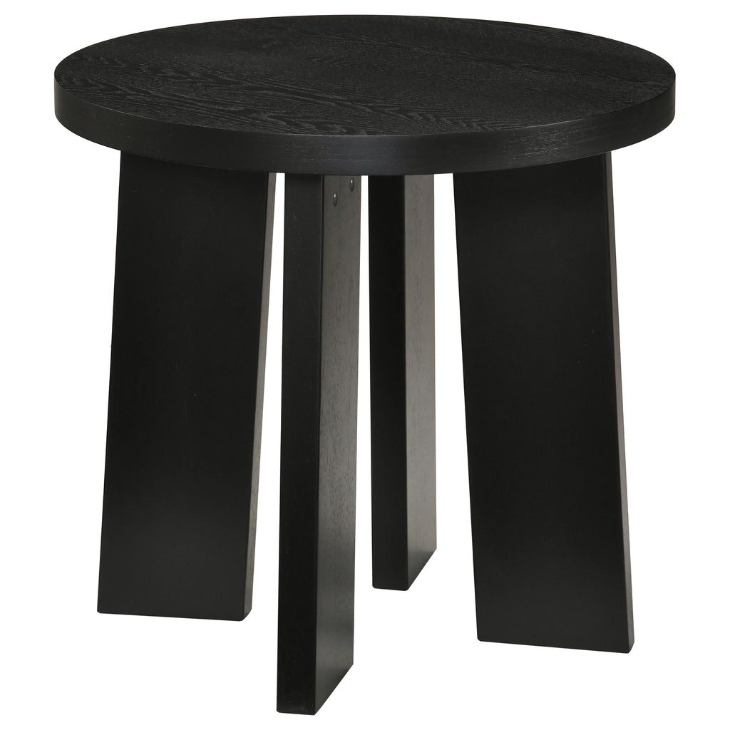 Strouse 47-inch Round Wood End Table Black