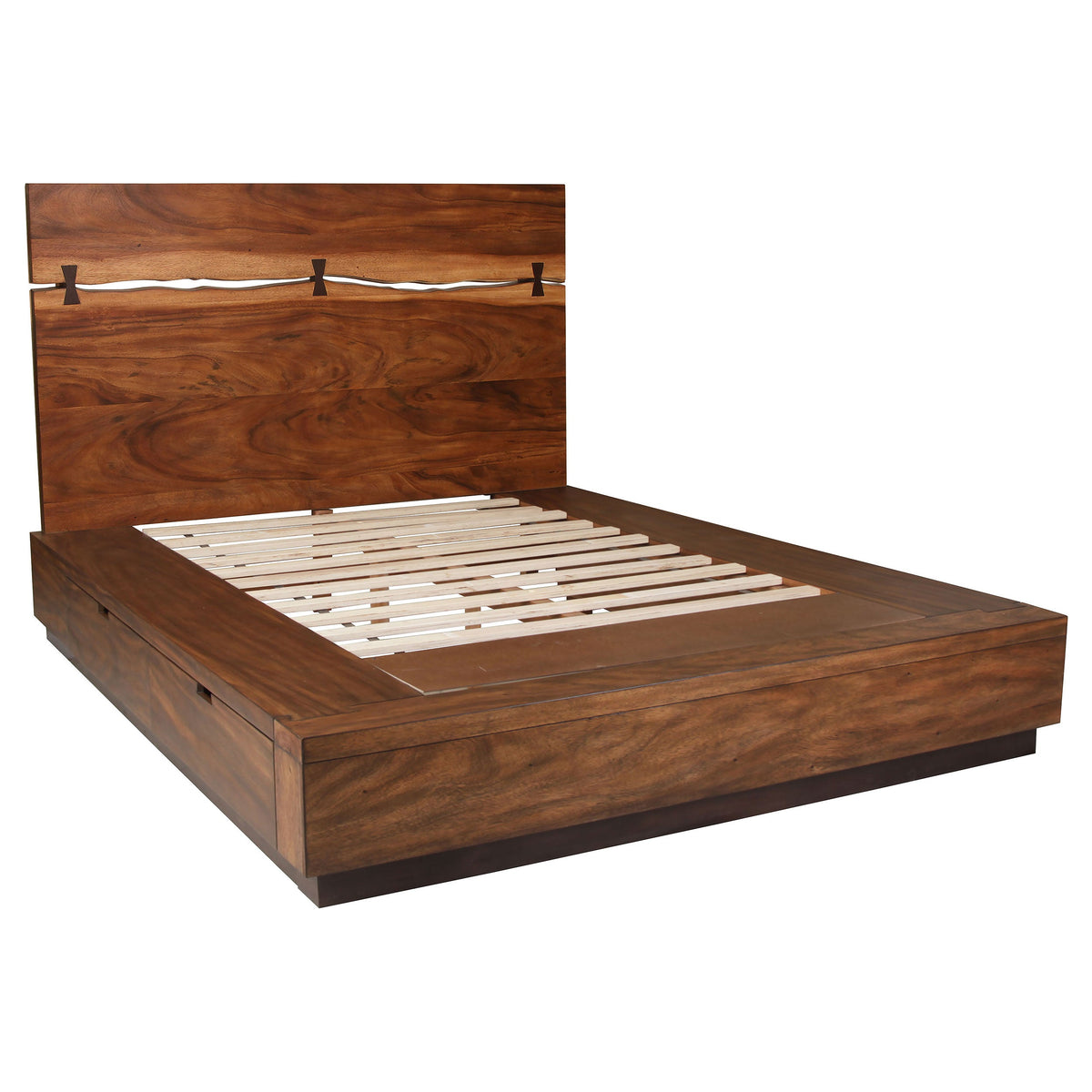 Winslow Wood Storage Panel Bed Smokey Walnut — Brown King