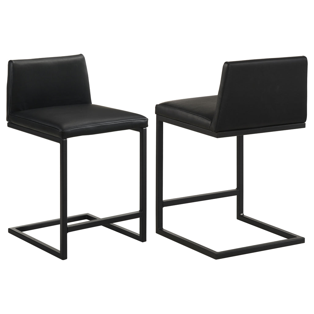 Vardon Genuine Leather Counter Height Chair Black (Set of 2)