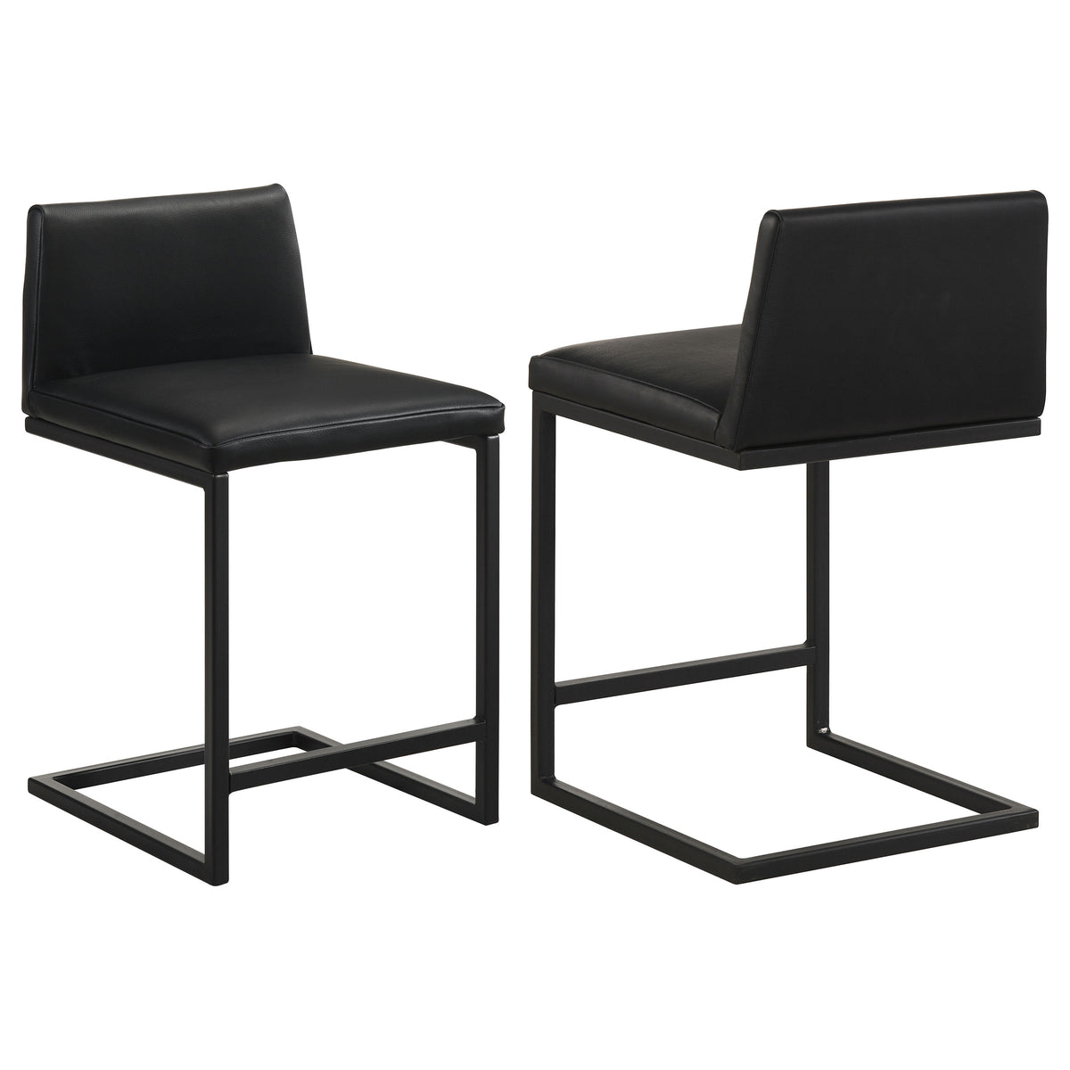 Vardon Genuine Leather Counter Height Chair Black (Set of 2)