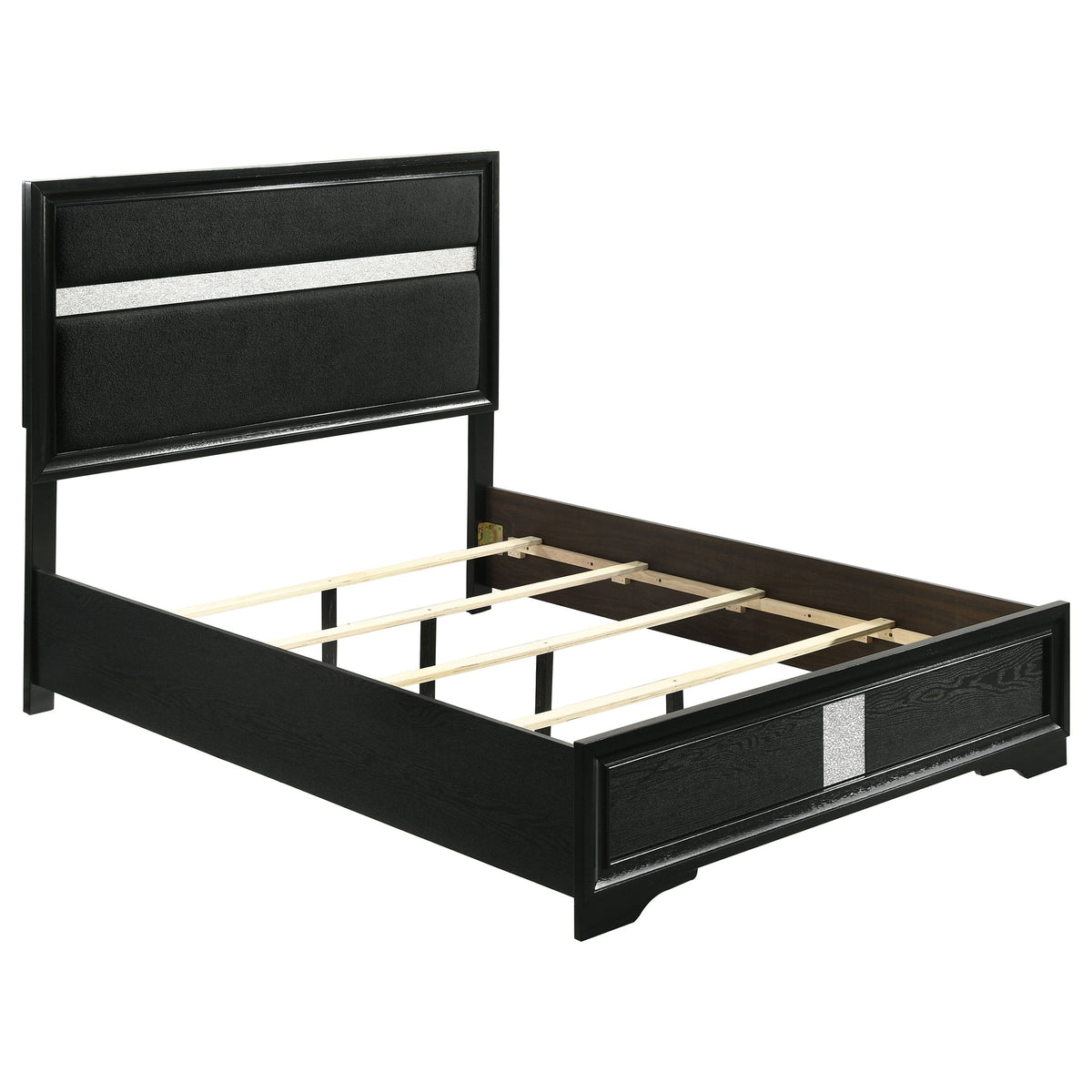 Miranda 54-inch Upholstered Panel Bed Black — Black Full