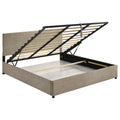 Reeves Upholstered Lift-Top Storage Platform Bed Tan — Brown King
