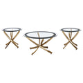 Brooke 3-piece Round Coffee and End Table Set Rose Brass