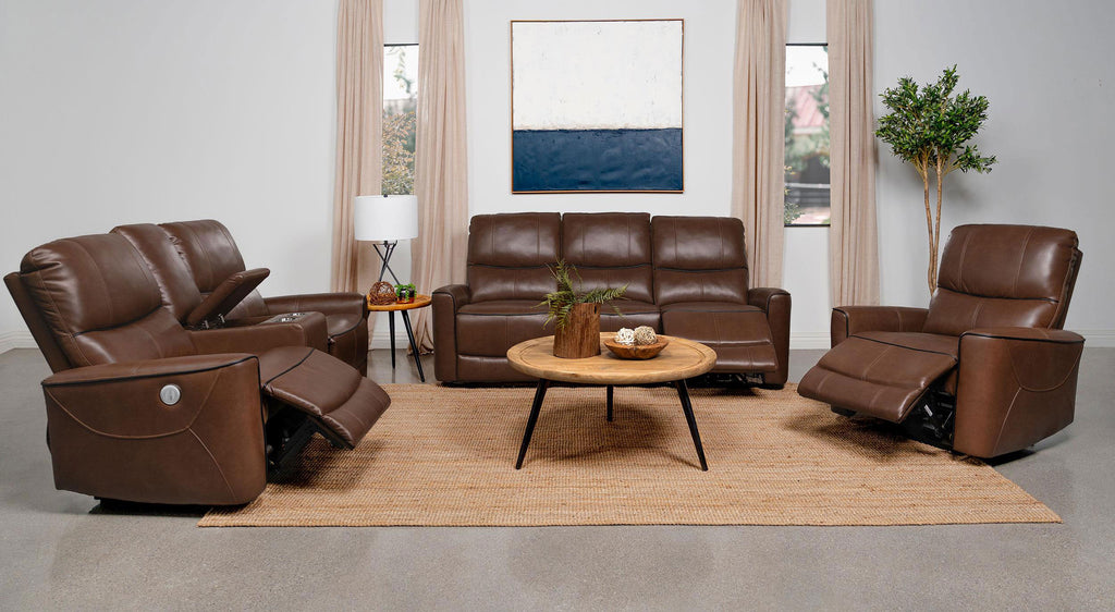 Greenfield 3-piece Power Reclining Sofa Set Saddle Brown