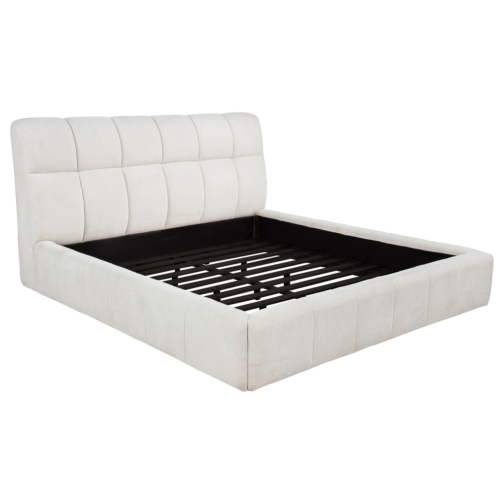 Nollet 48-inch Upholstered Platform Bed Cream — Beige King