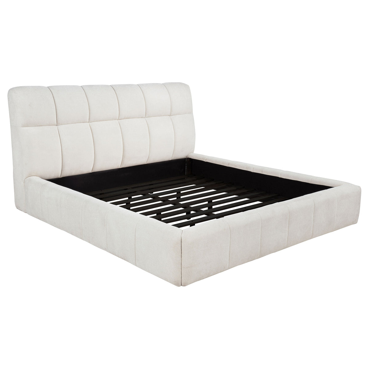 Nollet 48-inch Upholstered Platform Bed Cream — Beige King